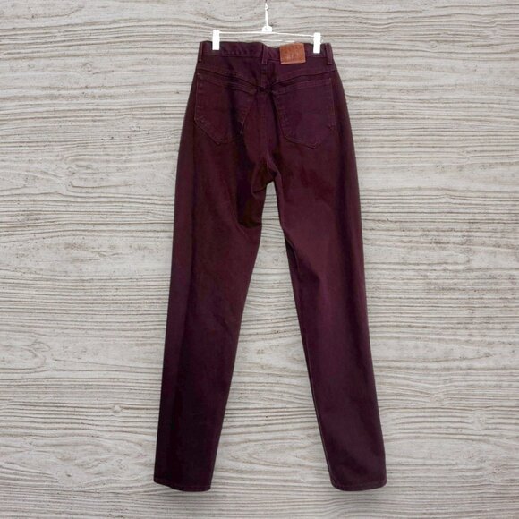 RIVETED by LEE Vintage 90s Burgundy High Waist 100% Cotton Denim Jeans Size 10 L - Picture 2 of 7